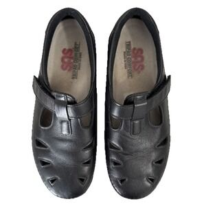 SAS Roamer Comfort Leather Women's Size 9W Shoes Mary Jane Slip On Moc Toe Black
